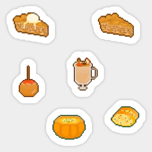 Fall themed foods pixel art Sticker